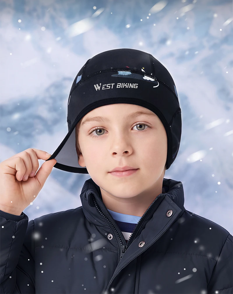 WEST BIKING Fahrradkappe für Jungen und Mädchen, Winter-Thermo-Fleece Fahrrad-Schädelmütze, winddicht, atmungsaktiv, für Outdoor-Sport, Helmfutter-Beanie – Detail 15
