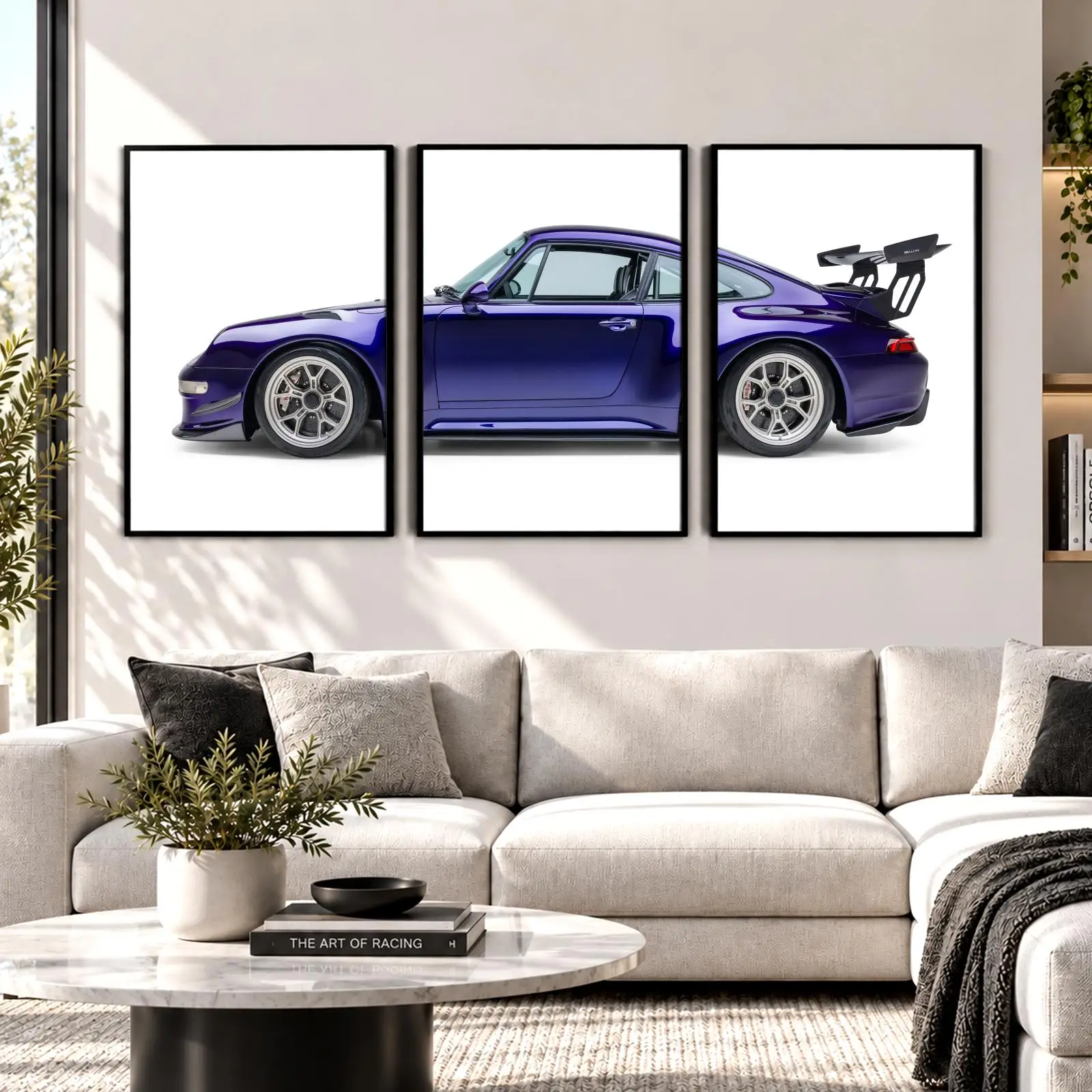 GWX Retro Racing Coupe Painting Calligraphy Wall Art Canvas Poster Collection Prints for Bedroom Living Room Home Decoration