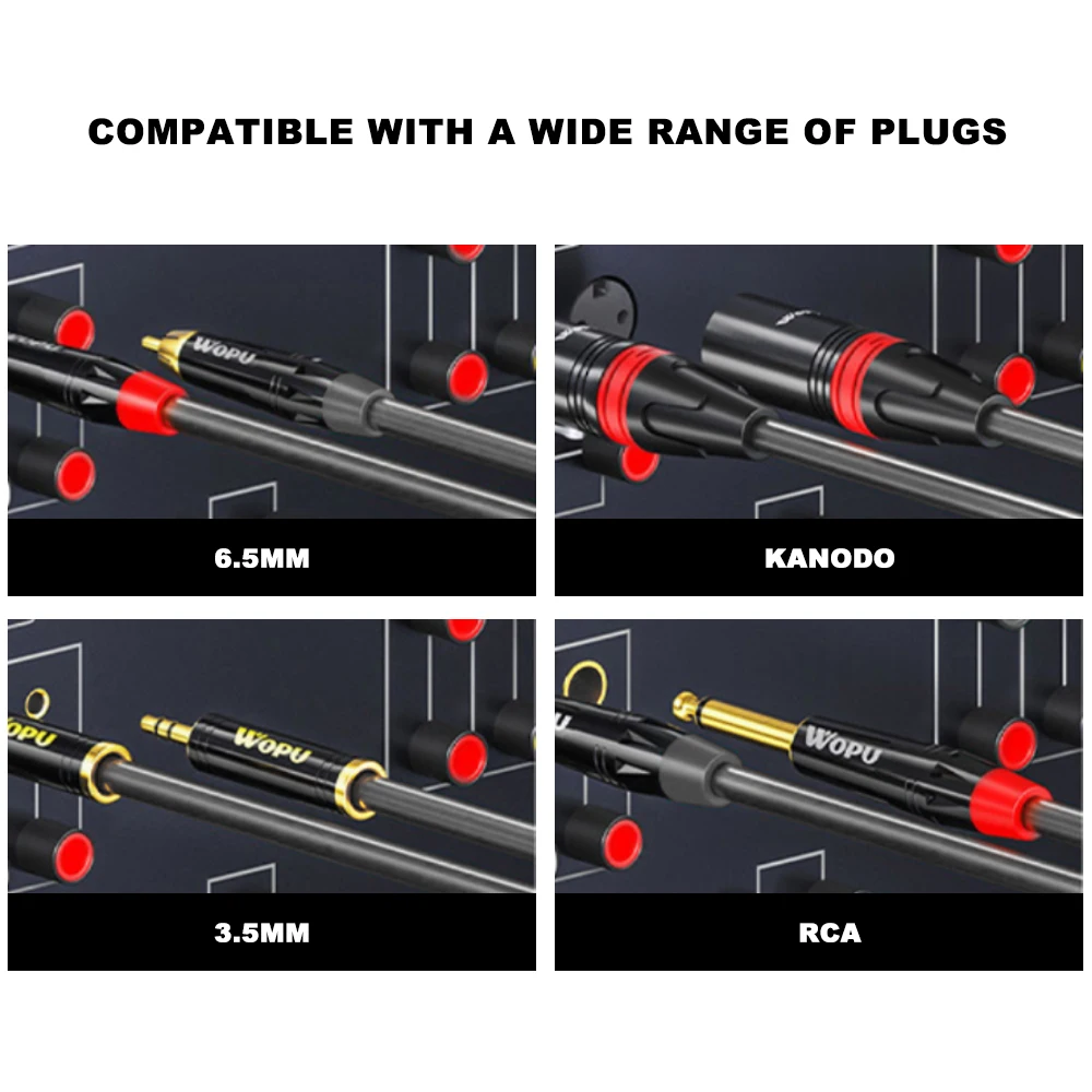 100M professional Microphone Guitar Audio Cable Signal Cable Dual Shield TPE Modified Jacket Fit XLR RCA 1/4'' 6.35 TS TRS Jack