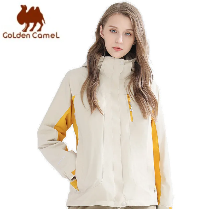 GOLDEN CAMEL Hiking Jackets Women Three-in-one Detachable Windbreakers Waterproof Warm Fleece Jacket for Women 2023 Winter Coats