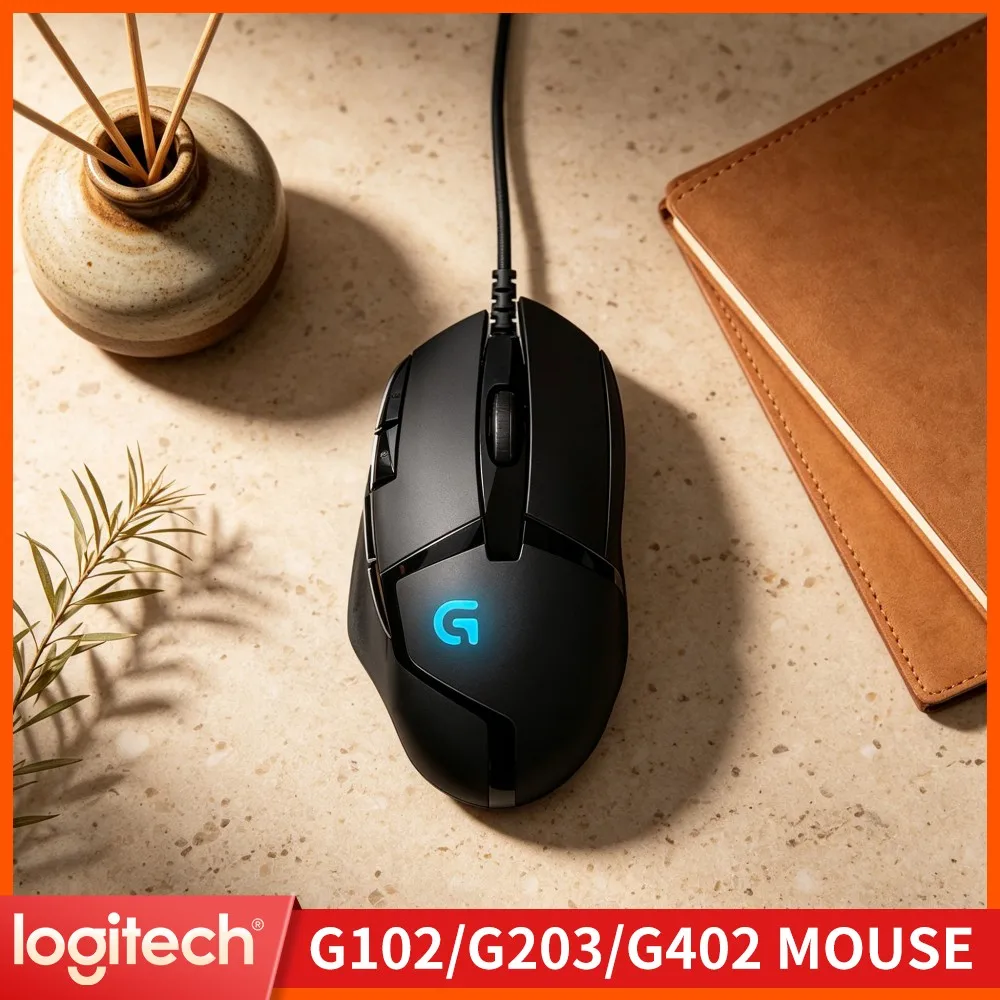 Logitech G402 Gaming Mouse Fusion Engine 500+ IPS 8 Buttons 4000 DPI 20M Clicks Anti-Slip Grip For Competitive Play