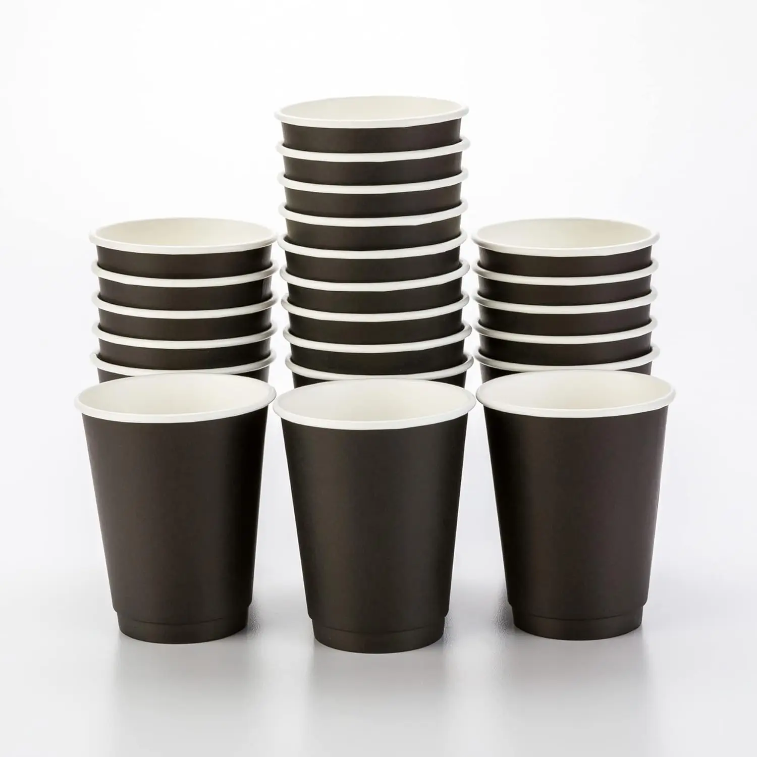 

500-CT Disposable Black 12-oz Hot Beverage Cups with Double Wall Design Perfect for Cafes-Eco Friendly