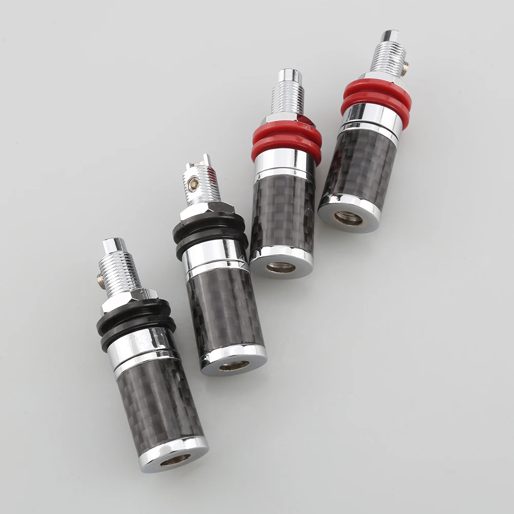 4Pcs Audiocrast CF45G/R คาร์บอนไฟเบอร์ Binding โพสต์ทอง/โรเดียมชุบ Terminal กล้วยปลั๊กแจ็คภายใน line Interface