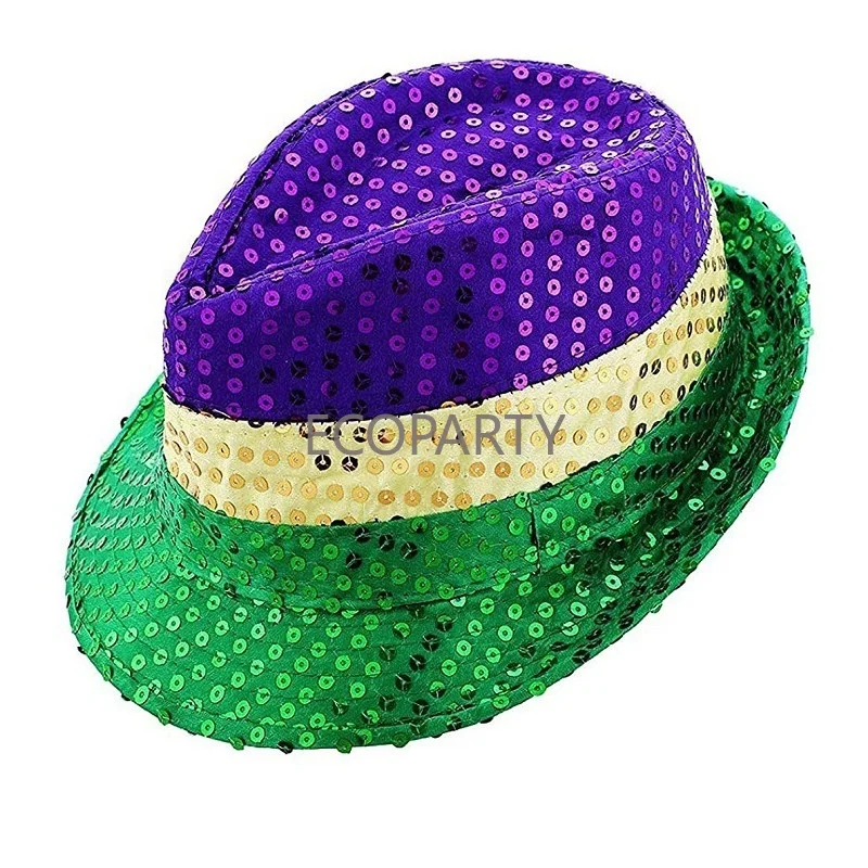 Mardi Gras Hat and Sequin suspender sunglass Set  Mardi Gras Accessory Set Party Favors minthson