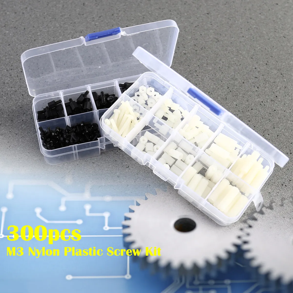 300Pcs Nylon Hex Nut Assortment 180 Black 120 White Tough Nylon Plastic Spacers Screw Nuts Easy Installation Mechanical Use