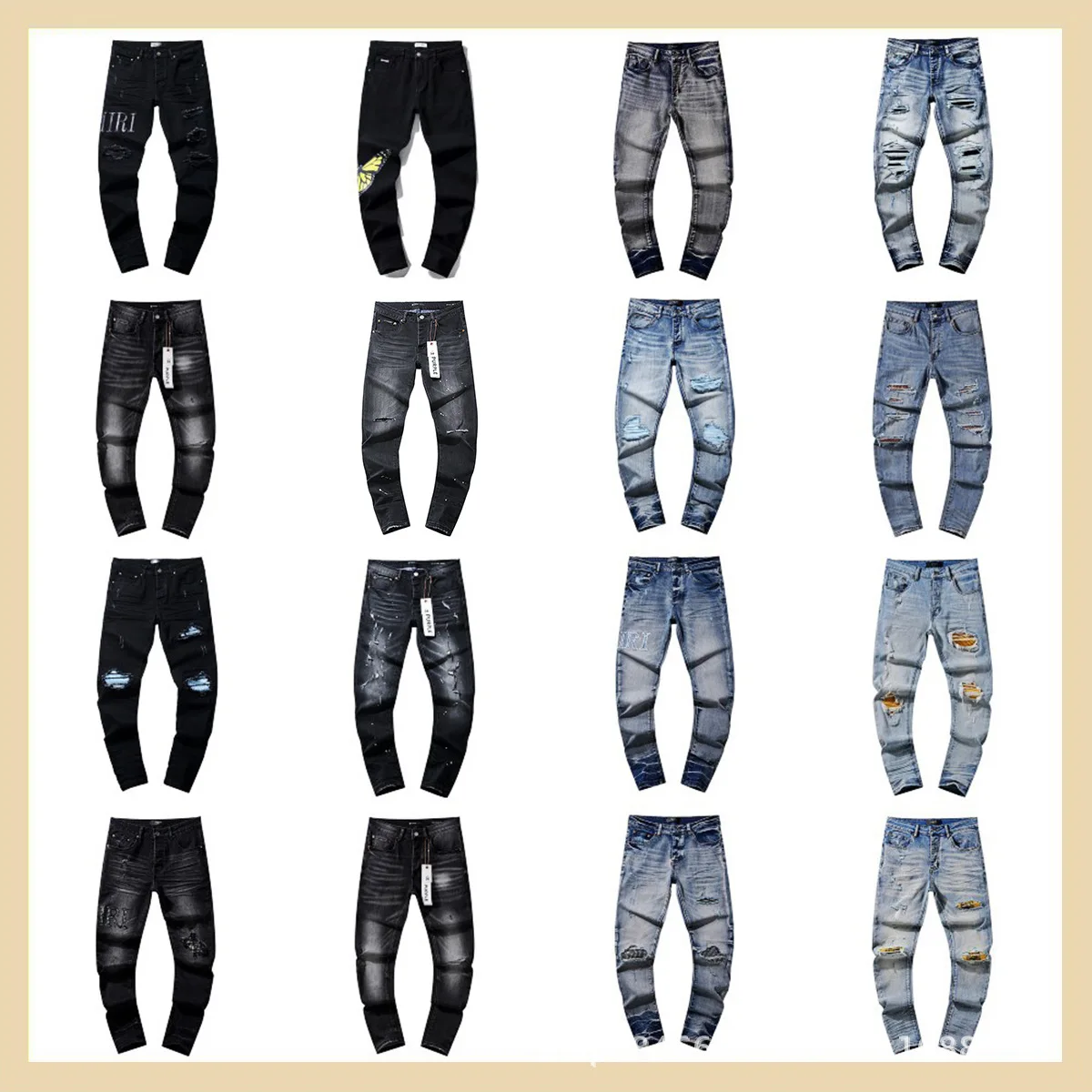 

Waed Vintage American Sle Jeans Low Waist Loose Straight Leg Torn Splattered Ink Cool Haome Teenage Casual Denim