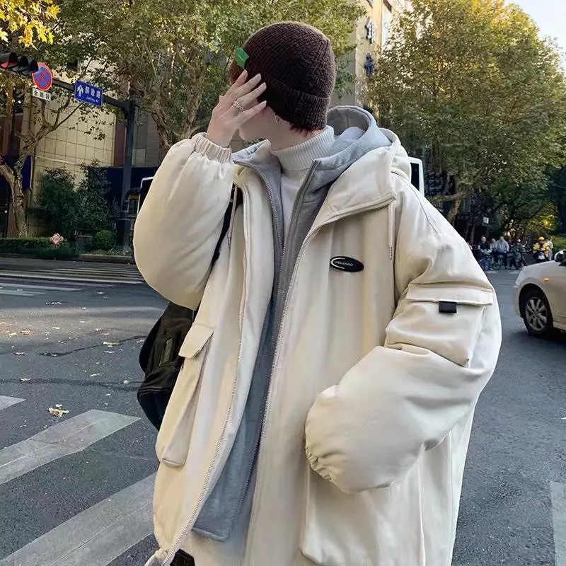 

Winter Jacket Mens Parkas Thicken Warm Coat Man Hooded Jackets Solid Color Parka Coat Men Fashion New Streetwear Coats H142