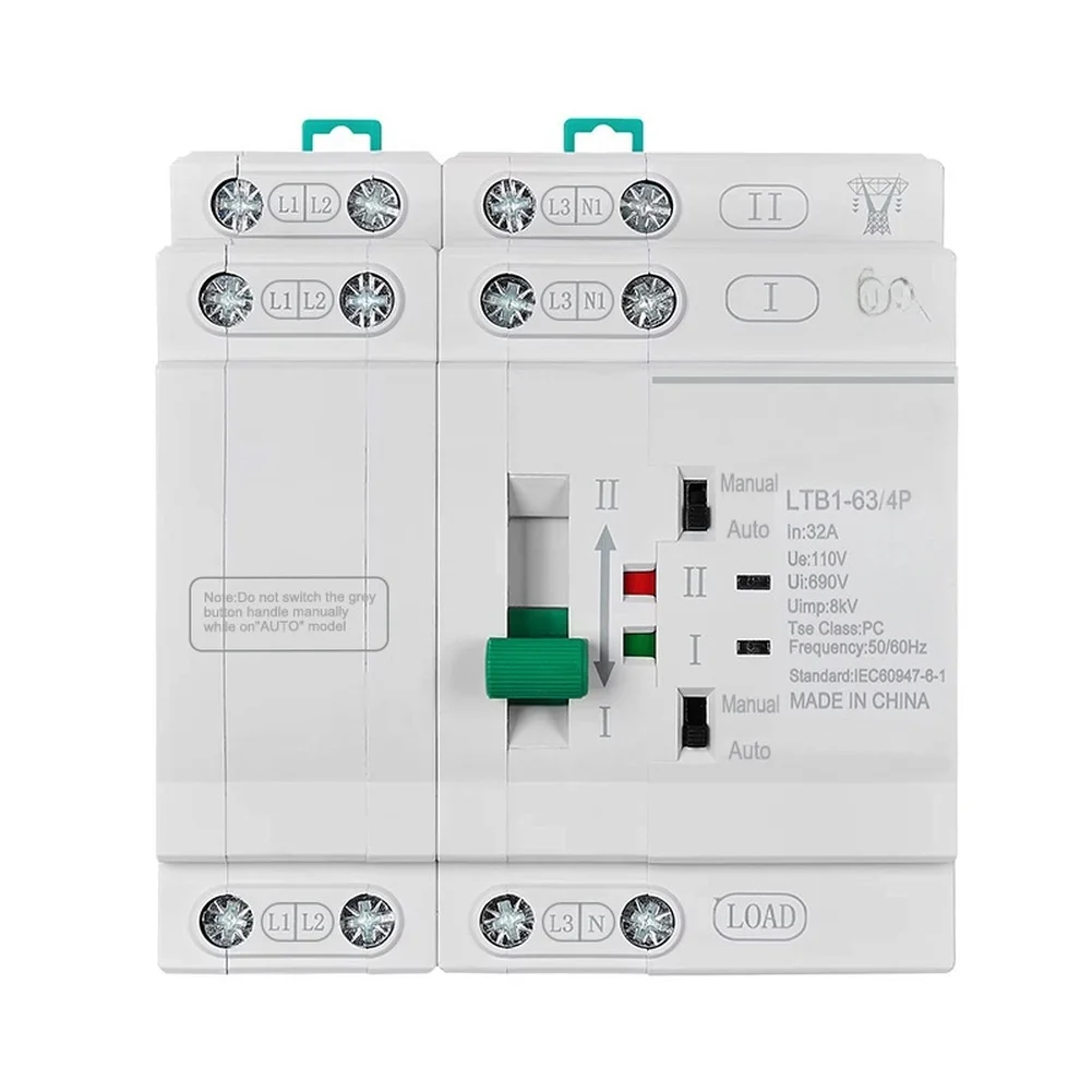 For ATS Focused 4P 110V Automatic Manual Transfer Switch with Over Under Voltage Protection and 35mm DIN Rail Fit