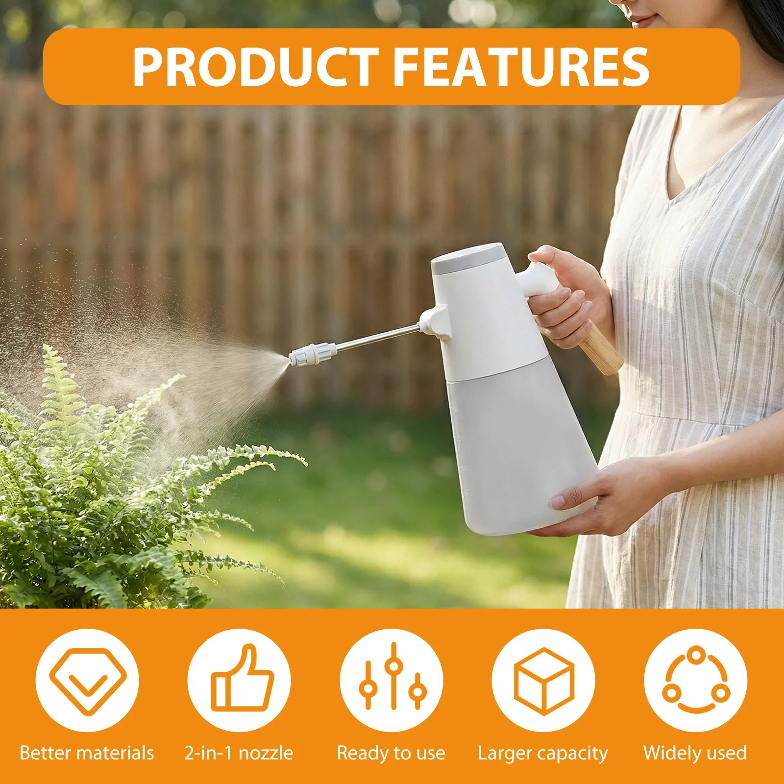 1.2L Electric Spray Bottle 2 Spray Modes Garden Sprayer with 180° Rotatable Long Nozzle Plant Water Sprayer Garden Accessories