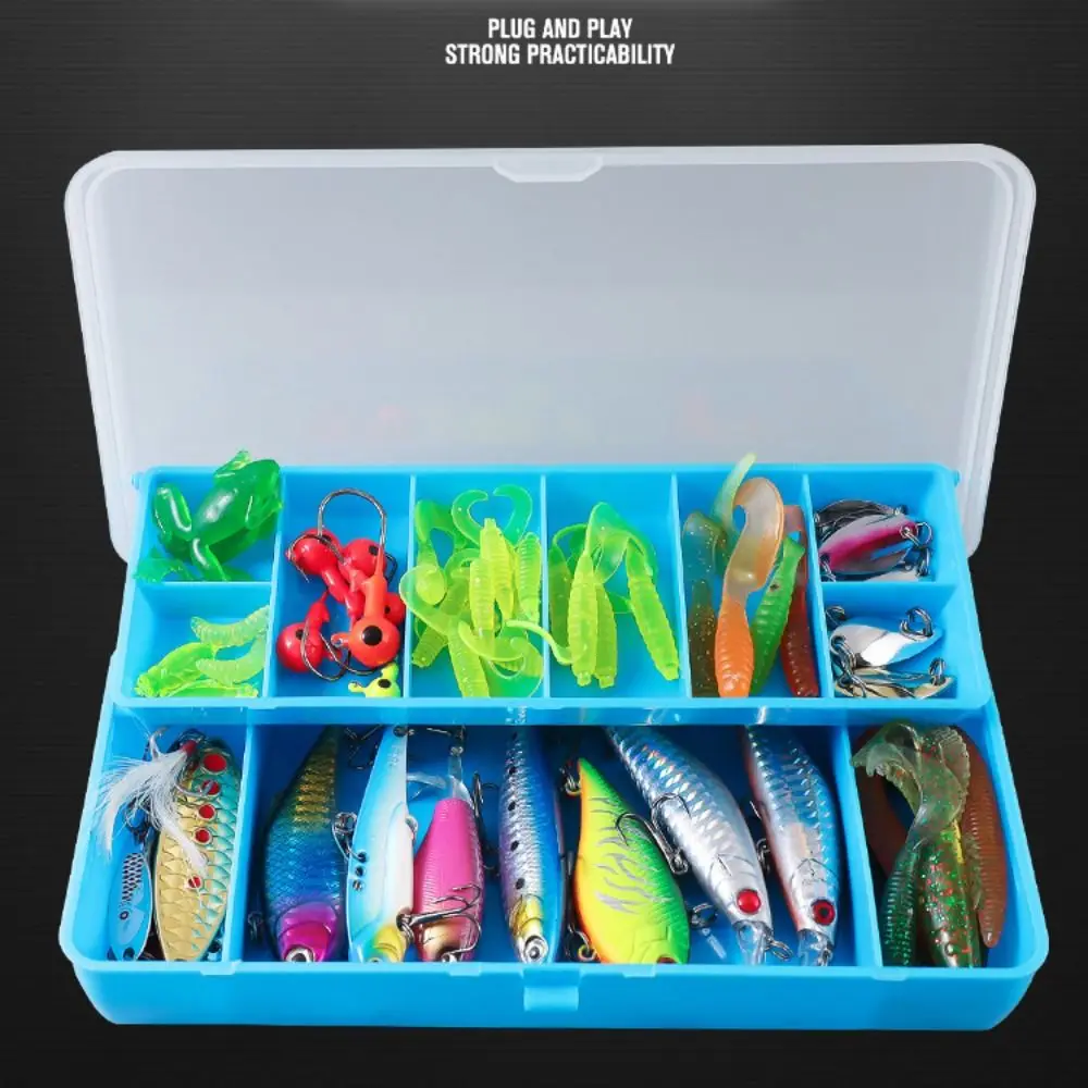 PP صندوق معالجة الصيد أخضر أزرق أصفر شفاف ذات الطابقين حقيبة للتخزين 11 مقصورة إغراء هوك صناديق اكسسوارات الصيد #5