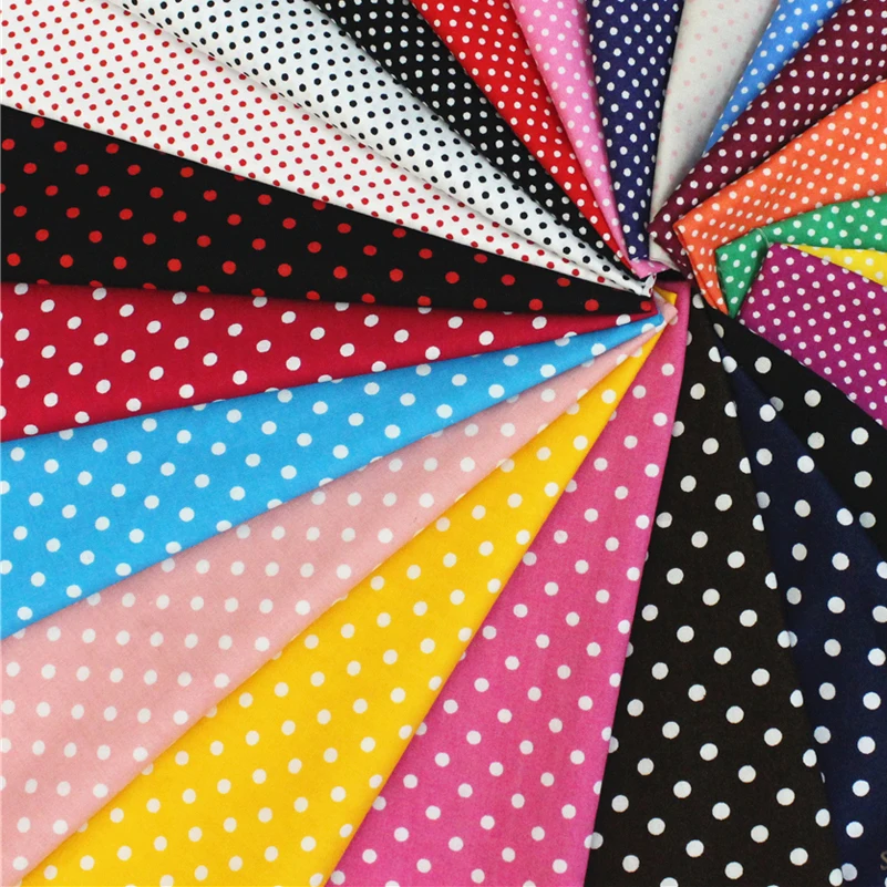 Polka Dot Cotton Fabric Printed Poplin Handmade DIY 3.5mm 2mm Dots for Sewing Per Half Meter