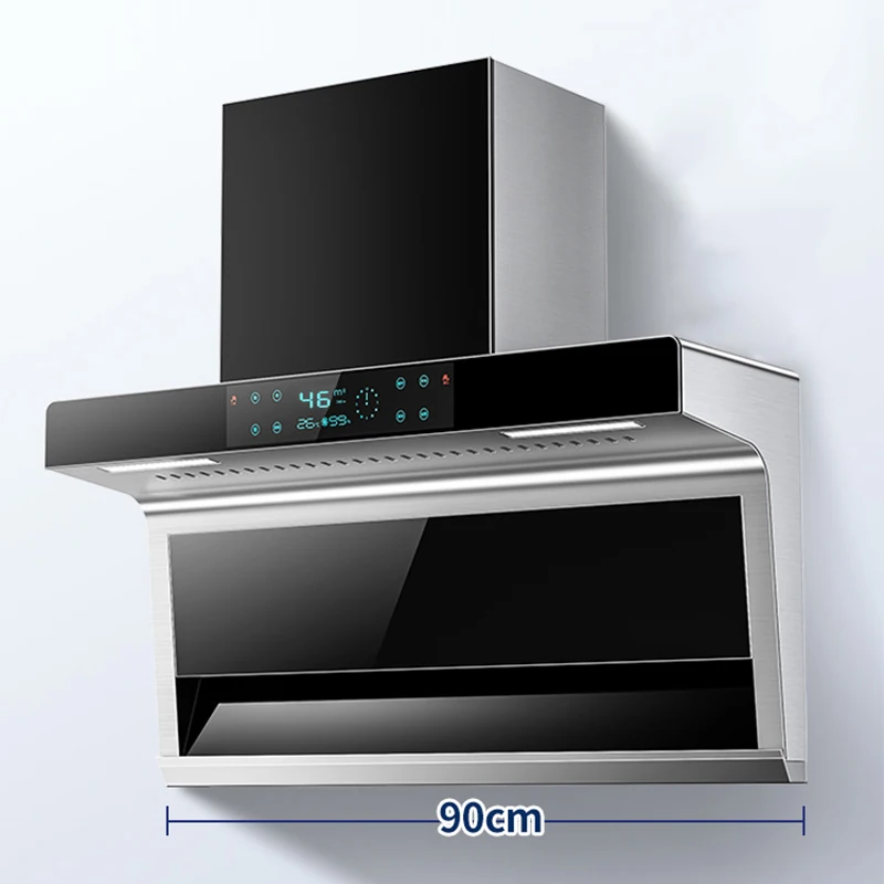 Cappa da cucina da 90CM per cucina in acciaio inox ad alta aspirazione lavaggio automatico cucina Touch Control ventilatore estrattore 268W