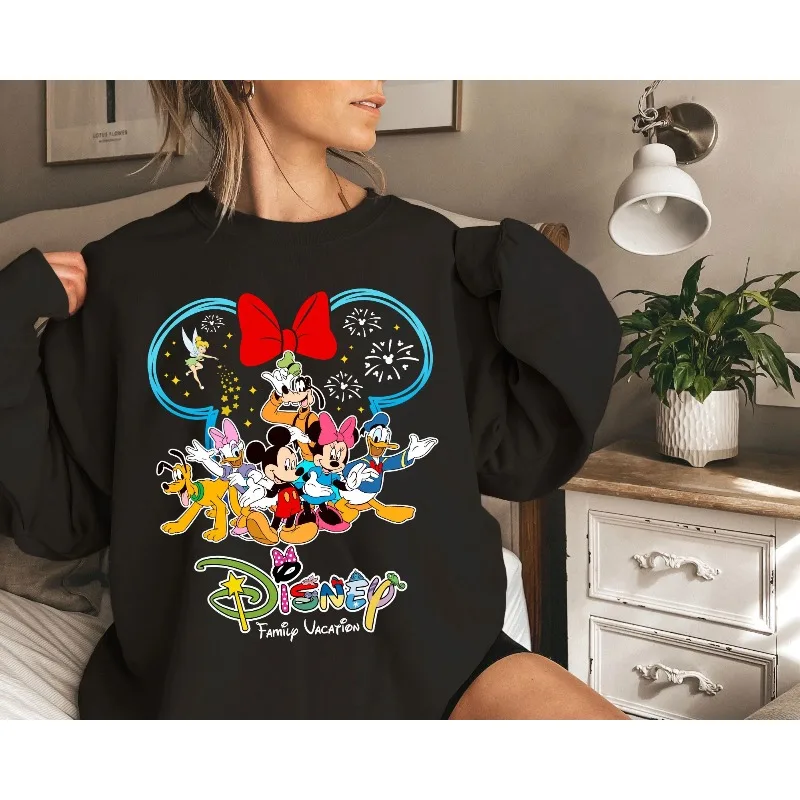 سويت شيرت ديزني للعطلات العائلية، مجموعة ميكي ميني المطابقة للعائلة لرحلة ديزني 2025، ملابس سفر ديزني وورلد