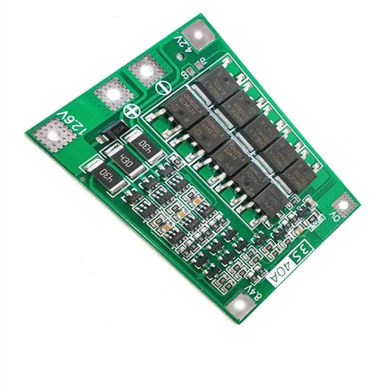 3 strings of 11.1V 12.6V 18650 lithium battery protection board with balanced starting drill 40A current