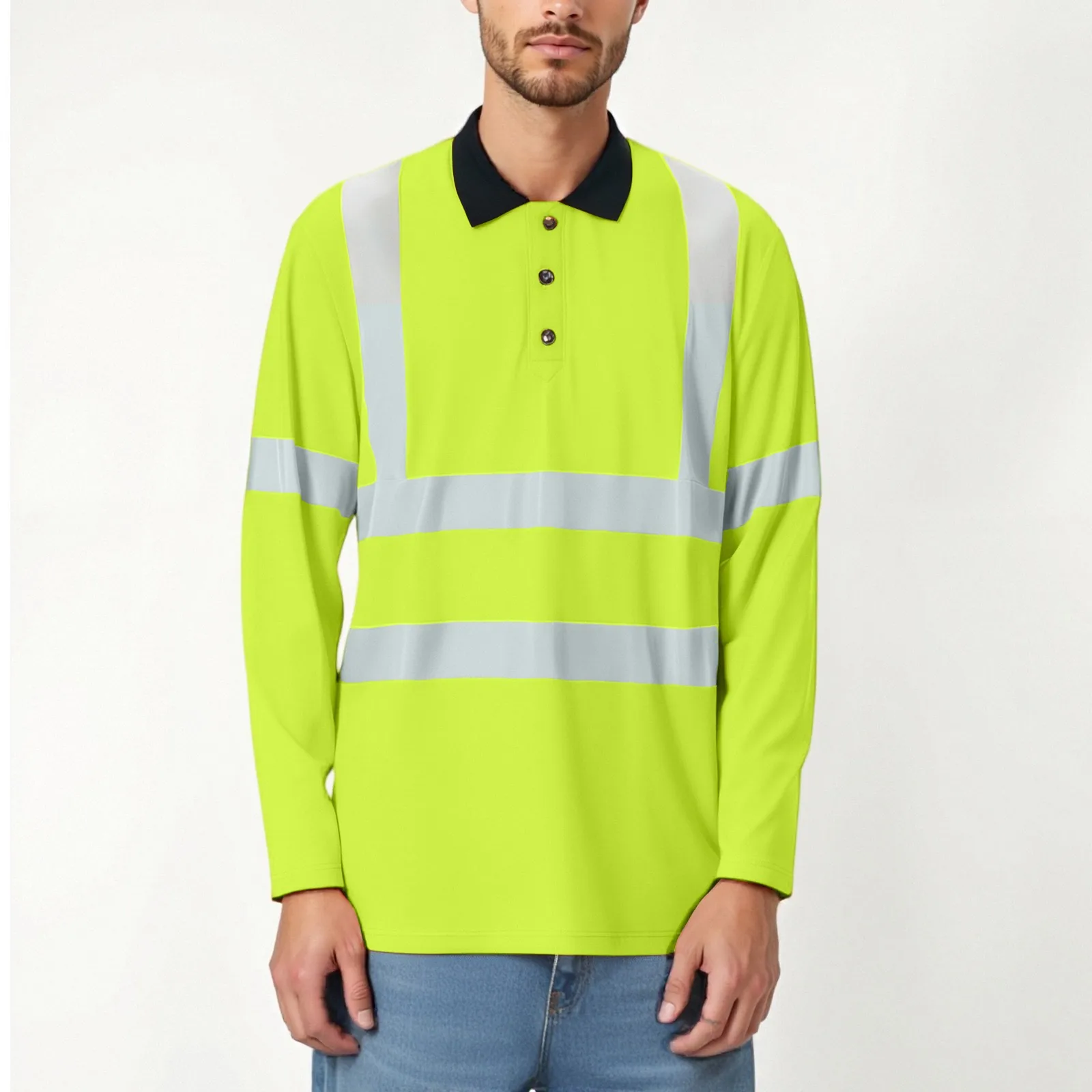 

Reflective Safety T-Shirt 360 Degree Reflective Zones High Visibility Top Quick Dry Long Sleeves Outdoor Construction Worker Top