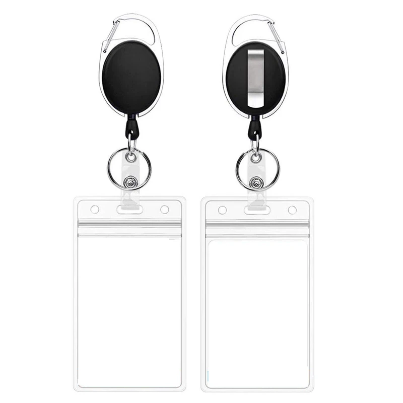 Transparent Staff Work Card Holder Retractable Card Clip Badge Reel Employee's Card Cover Case Lanyard ID Name Card Bags