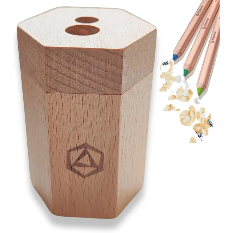 Dual Pencil Sharpener FSC Lime Wood Thin and Thick Pencils - Triangular and Hexagonal Shape - Colour Giants Stockmar, Waldor