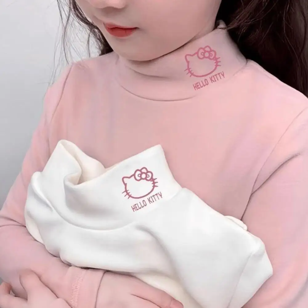 

Sanrio Hello Kitty детская двусторонняя немецкая бархатная осенне-зимняя нижняя рубашка для девочек с милым принтом полуводолазка теплый топ