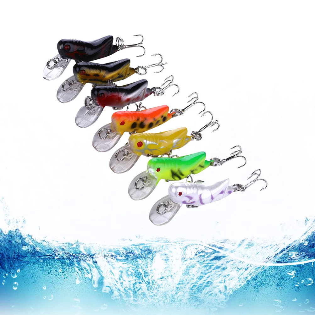 7pcs Lure Bait Fishing Lifelike Baits Grasshopper Baits Fishing Lure Set Artificial Grasshopper Bait with Hooks (Mixed Style)