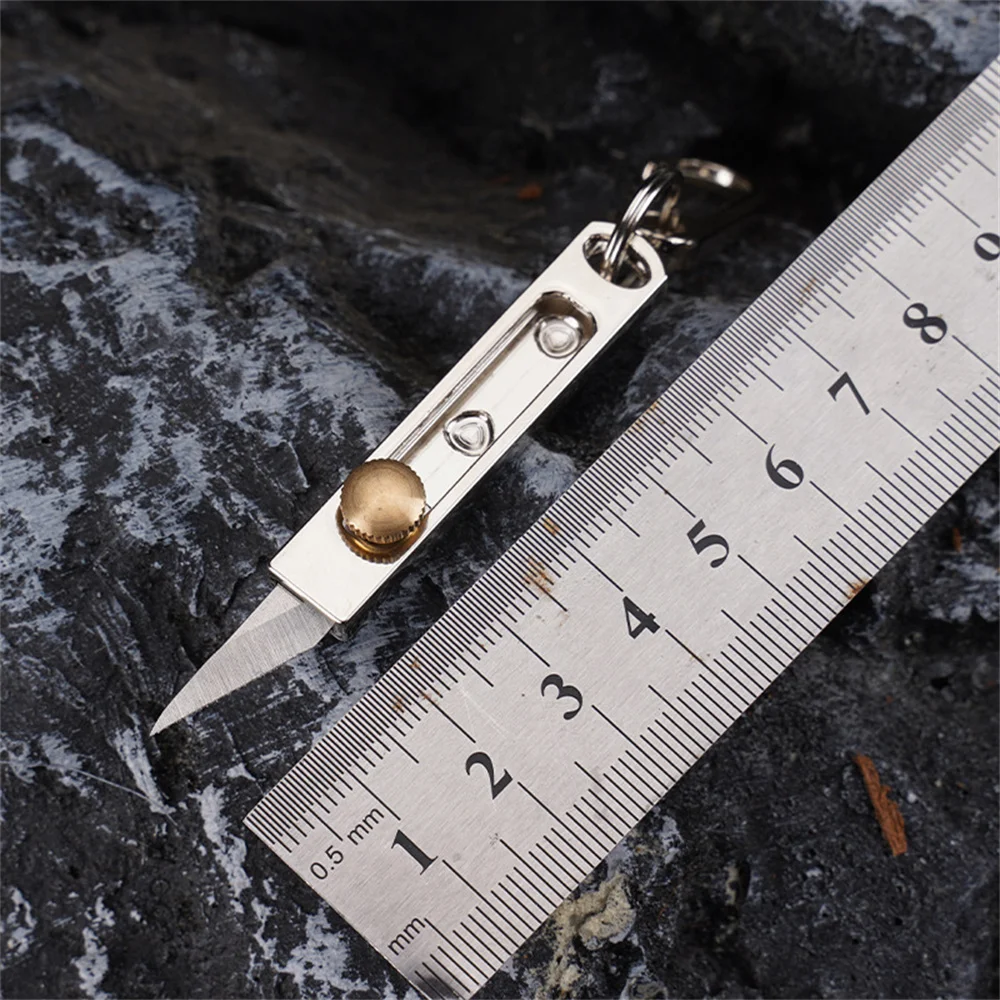 Mini Retractable Folding Pocket Utility Knife With Keychain Buckle Camping Backpacking Portable Paper Box Cutter Envelope Opener