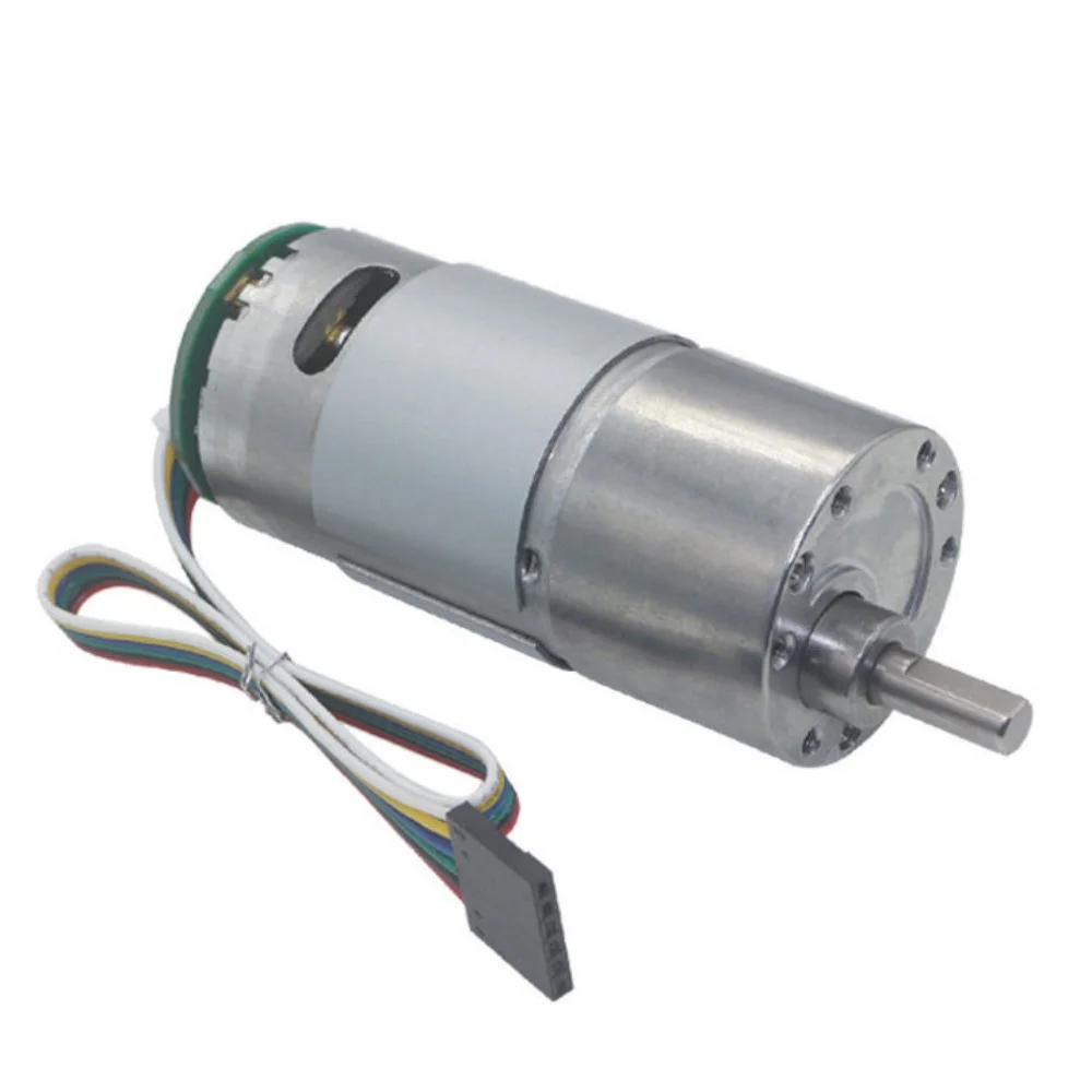 

37GB-545 Encoder Gear Motor DC 12V 24V High Torque Reversible Metal Gear Reduction Motor Curtain Balance Car Hall Encoder Motor