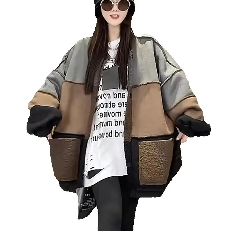 2023 European Autumn and Winter New Fashionable and Western Style Color Matching Single breasted Open Thread Design Versatile Ar