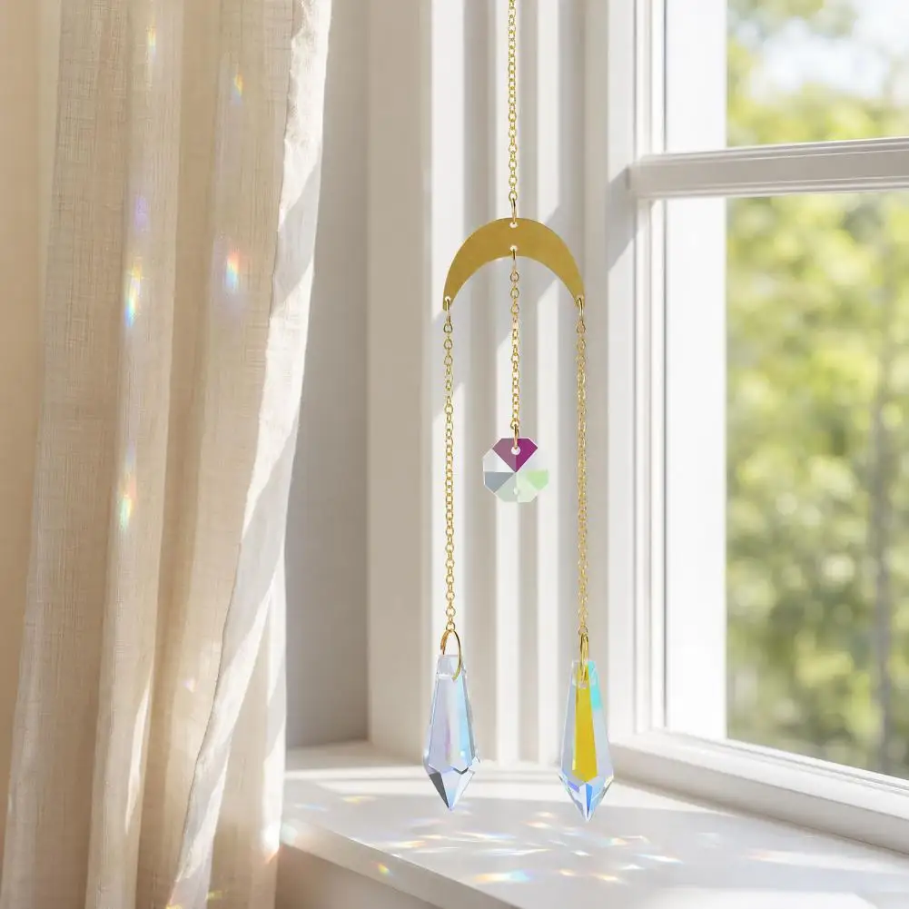 Three-layer Pendant Suncatcher Outdoor Sun Catcher Faux Suncatcher Window Hanging Colorful Prism Rainbow Maker Chain Pendant