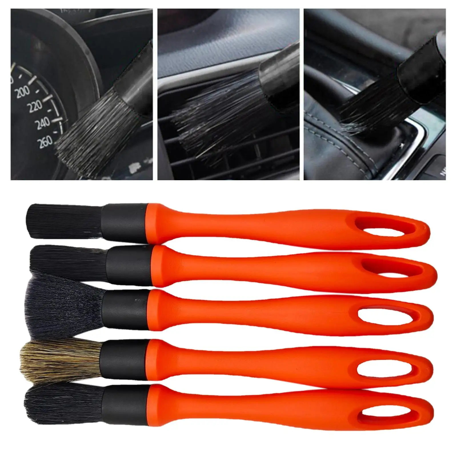 5x Auto Detailing Brushes Premium for Dashboard Vehicle Cleaning Engine