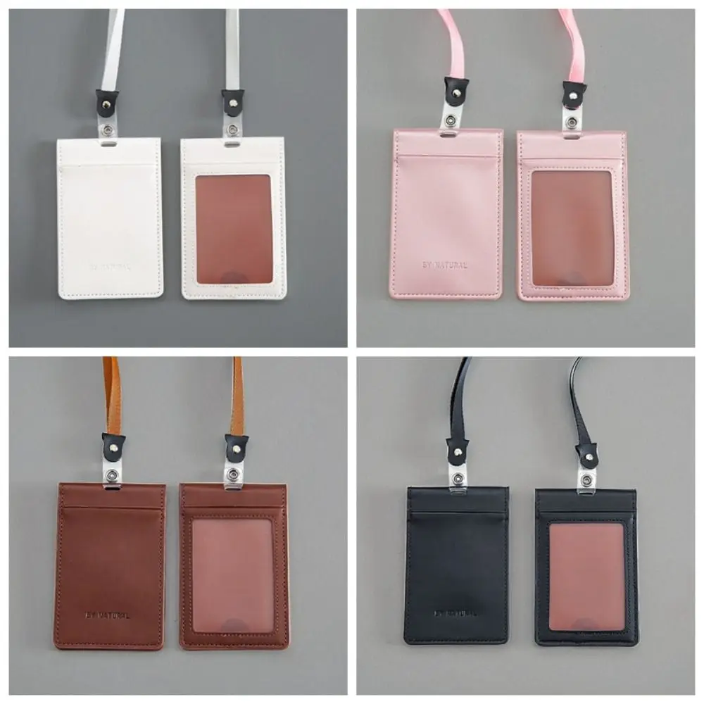 Mode Kaarthouder Lanyard Draagbare Pu Lederen Id-Kaarthouder Magneet Eenvoudige Credit Badge Houder Vrouwen