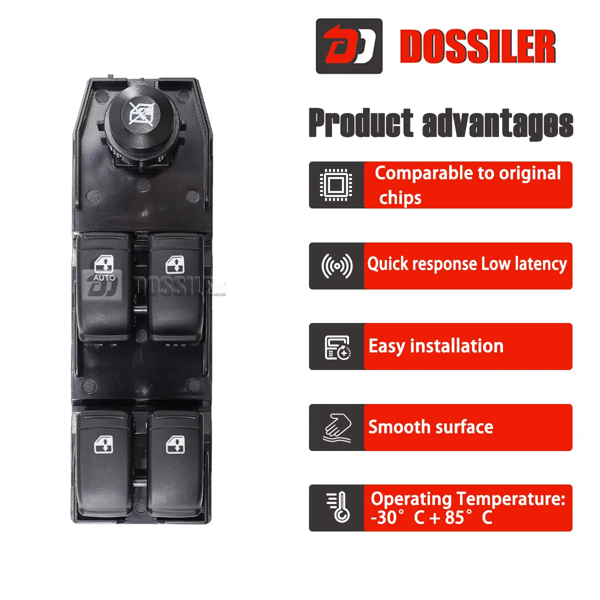 96552814 Dossiler Window Switch Quick Response Power Window Switch High Accuracy Black for Car Replacement for Lacetti 2004-2007