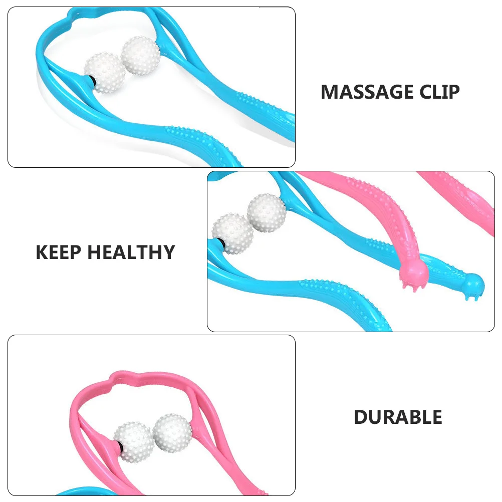

2Pcs Multi-Function Cervical Vertebra Massager Ergonomic Neck Massage Device Red Blue Home Use Manual Massager