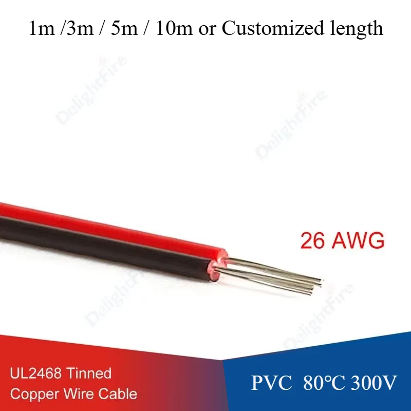 

26 AWG 2 Pin Electrical Wire Black Red Extension Power Cord Tinned Copper Electric Cable For Single Color LED Strip Light