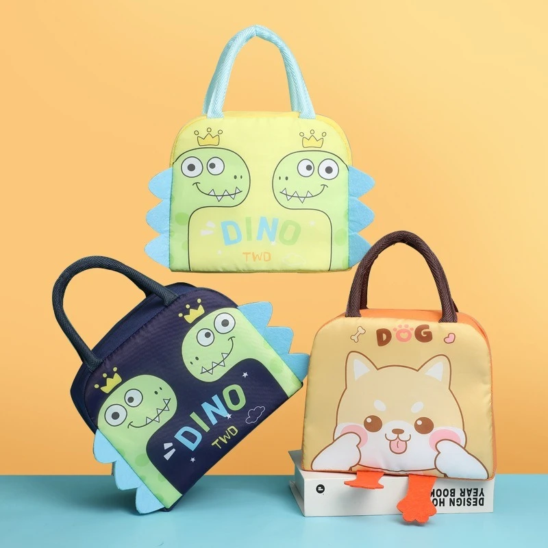 Portable cartoon lunch box bag 3D insulated lunch box thickened aluminum lunch box for students