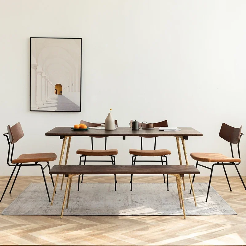 

Nordic Wooden Dining Table Modern Minimalist Household Floor Study Wood Light Luxury Retro Table Combination Mesas Furniture