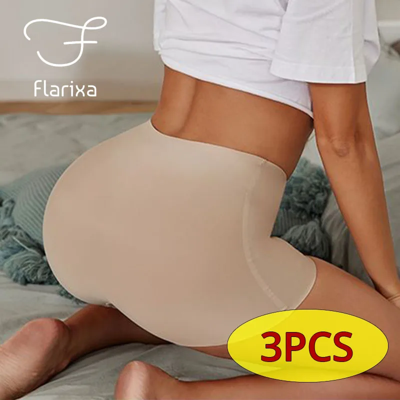 Flarixa-ropa interior adelgazante sin costuras para mujer, pantalones cortos de seguridad de seda de hielo debajo de la falda, 3 piezas