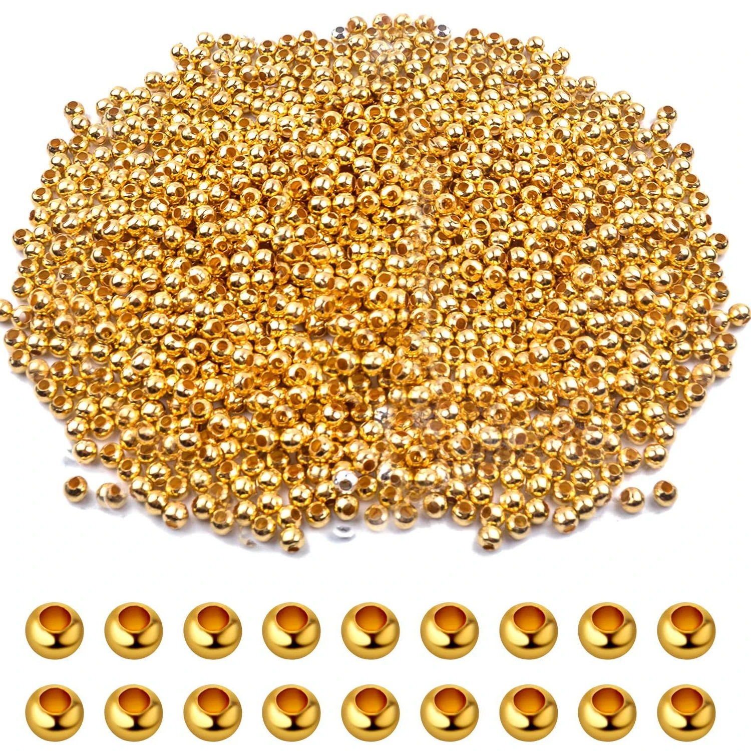 

Crimp Beads 3mm, 1000 Pieces Stopper Beads Metal Bead Spacers for DIY Bracelet Jewelry Making, Gold