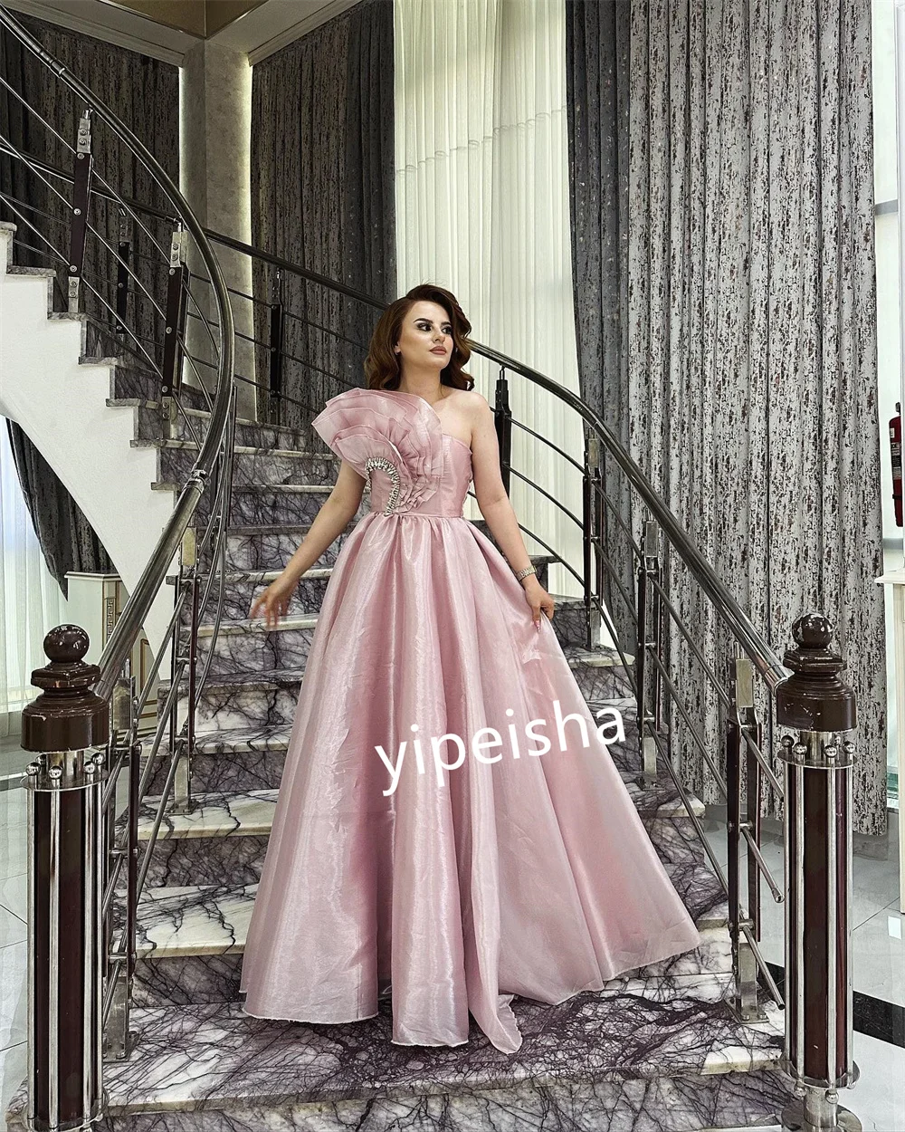 Customized Sparkle Pleat Sequined A-line Strapless Long Dresses Homecoming  Fashion Modern Style Classic High Quality Mat