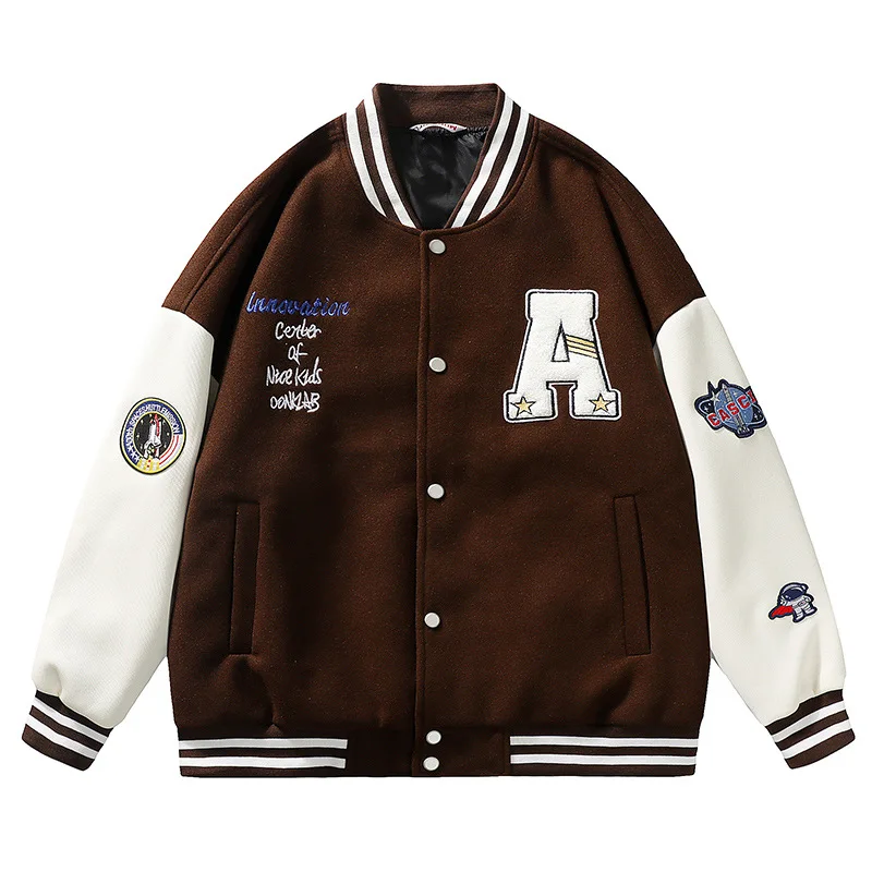 

High-quality Retro Embroidered Logo Outdoor Baseball Lather Streetwear Jacket For Men