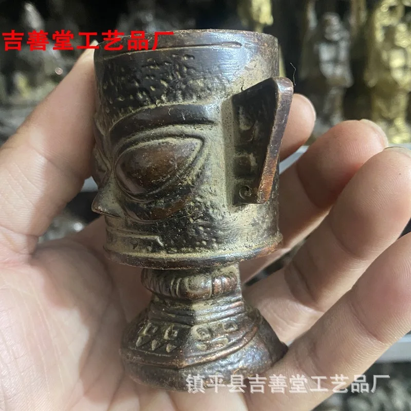 Antique Sanxingdui Home Decoration Vertical Mask Cup Bookcase Desktop Mask Pencil Vase Decoration