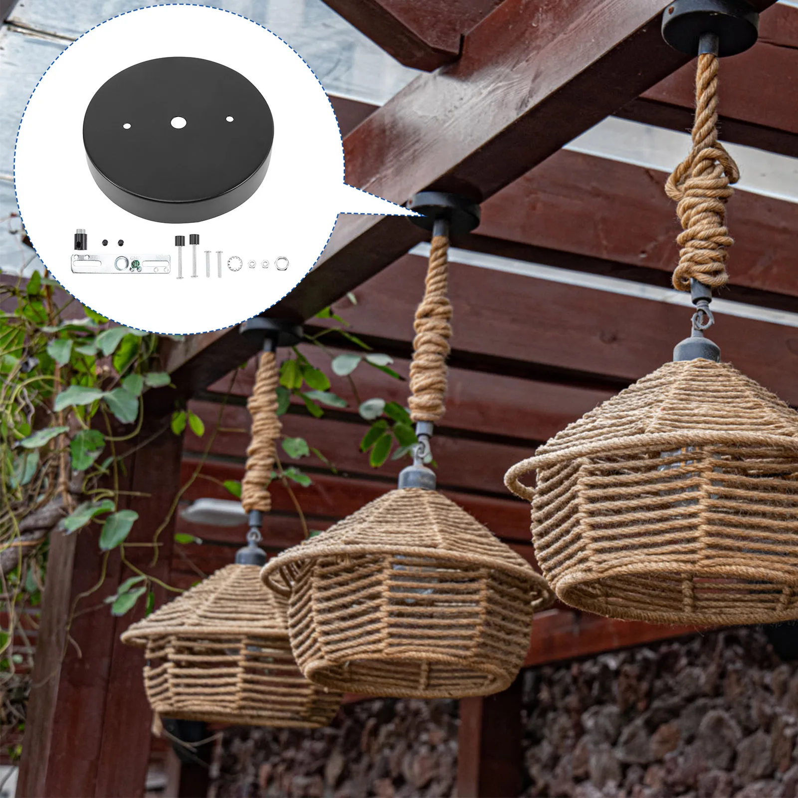 

1Set Ceiling Cover Plate Metal Canopy Plate Sturdy Durable Light Fixture Mounting Bracket for Home Restaurant Bar Cafe