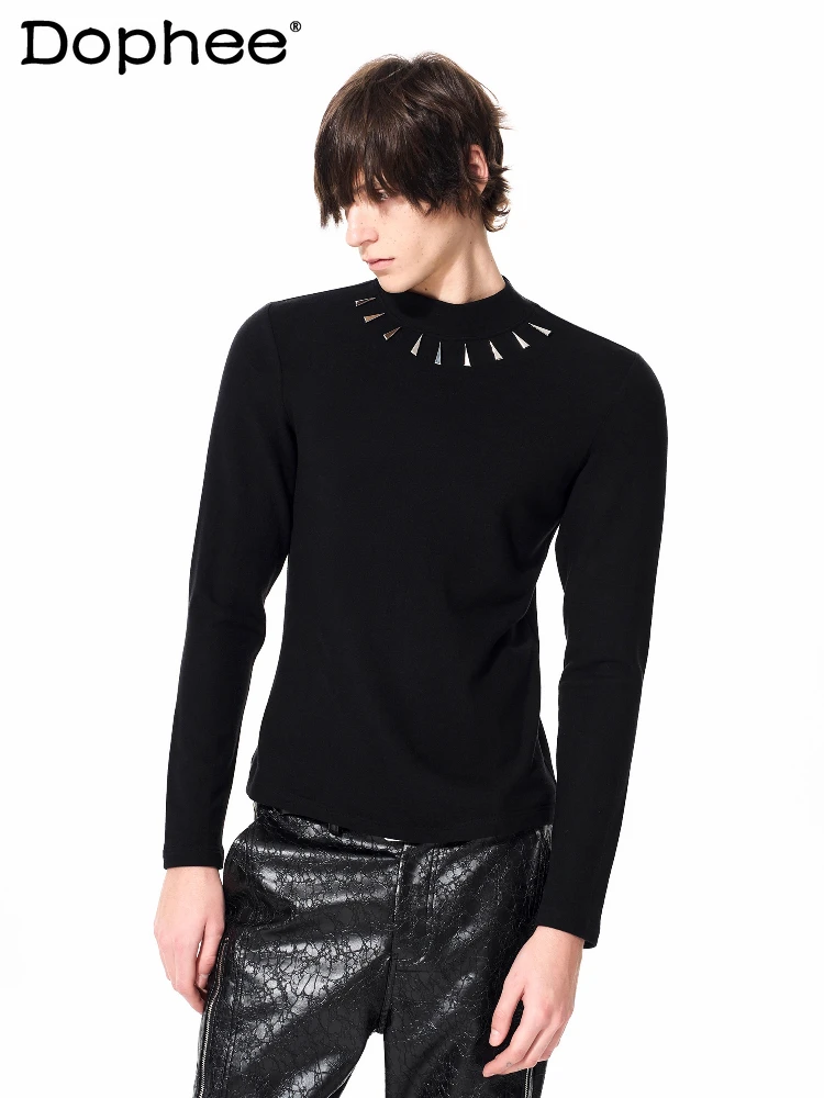 

Fashion Half Turtleneck Base Shirts Men 2025 Autumn Winter Slim Fit Long Sleeve Inner T-Shirts Handsome Stylish Slimming Tees