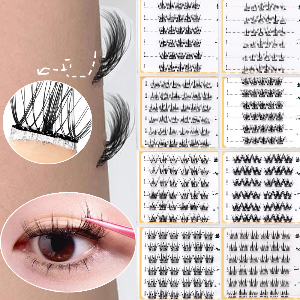 DIY 36Clusters/box Self Adhesive Eyelashes Light Natural Thick Glue-free Upper Eyelash Individual Lashes Extension Korean Makeup