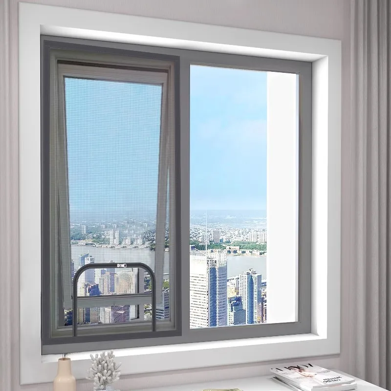 

Новая самоклеящаяся москитная сетка на окно без сверления, невидимая, легко настраиваемая, защита от комаров, серая, персонализированная