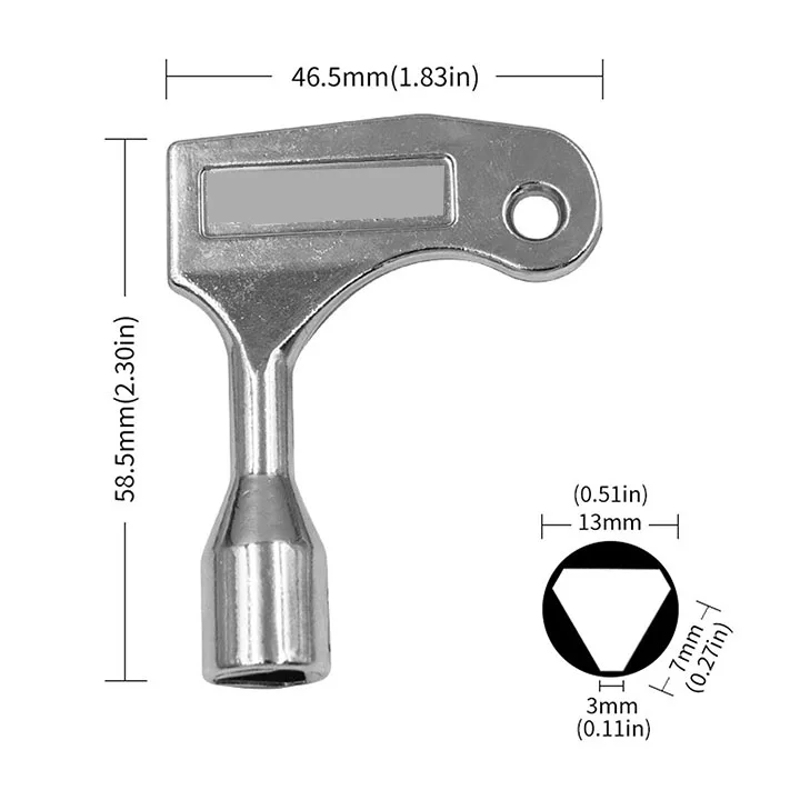 1Pc Zinc Alloy Wrench Key Professional Plumber Key for Electric Control Cabinet Subway Train Elevator Water Meter Valve