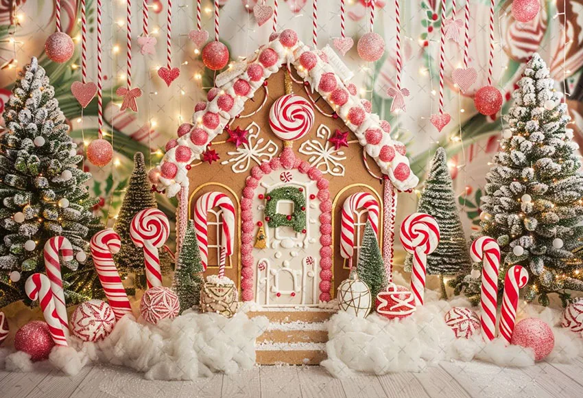 Mehofond-خلفية التصوير الفوتوغرافي للأطفال ، منزل خبز الزنجبيل ، قصب الحلوى ، صورة عائلية ، خلفية ، استوديو الصور ، الشتاء ، عيد الميلاد