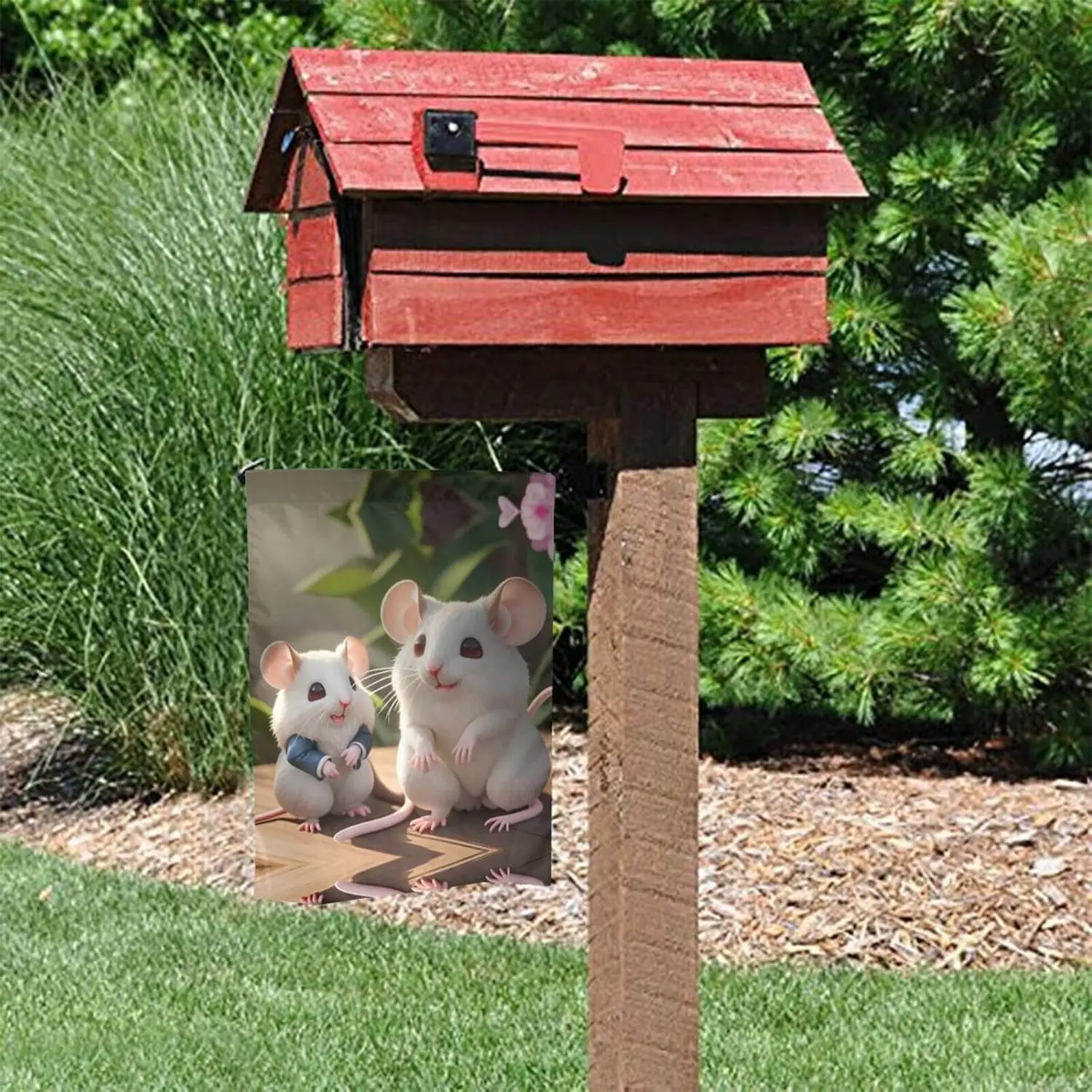 Mother and child rats Prints Garden Flag 12x18 Inch – Durable Outdoor Throw, Weather-Resistant Garden Layer for Patio &  llp