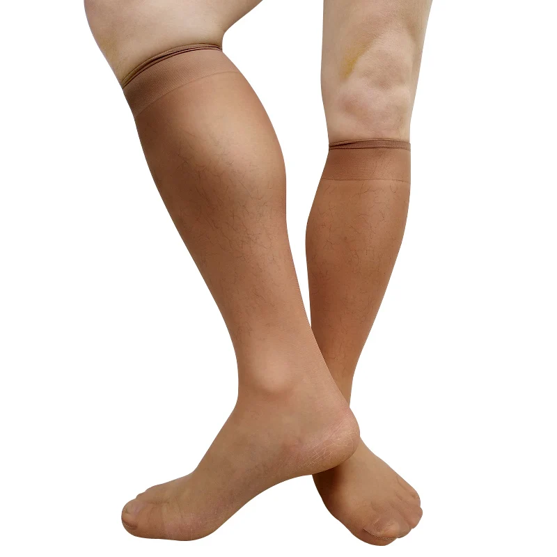 Мужские прозрачные носки до колена, ультратонкие сексуальные чулки, нижнее белье, мужские деловые формальные носки, длинные летние носки-трубы