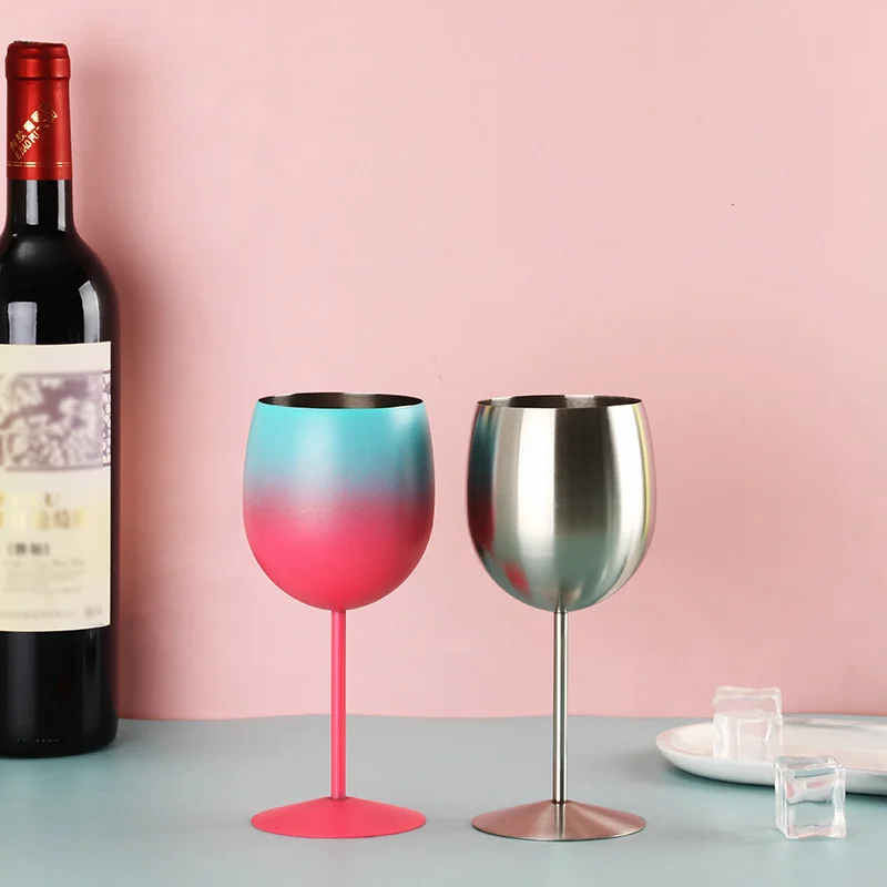 300ml Creative Light luxury Goblet Fashion Stainless Steel Wine Glass Goblet Frosted Color Red Wine Cup Family Bar Champagne Cup