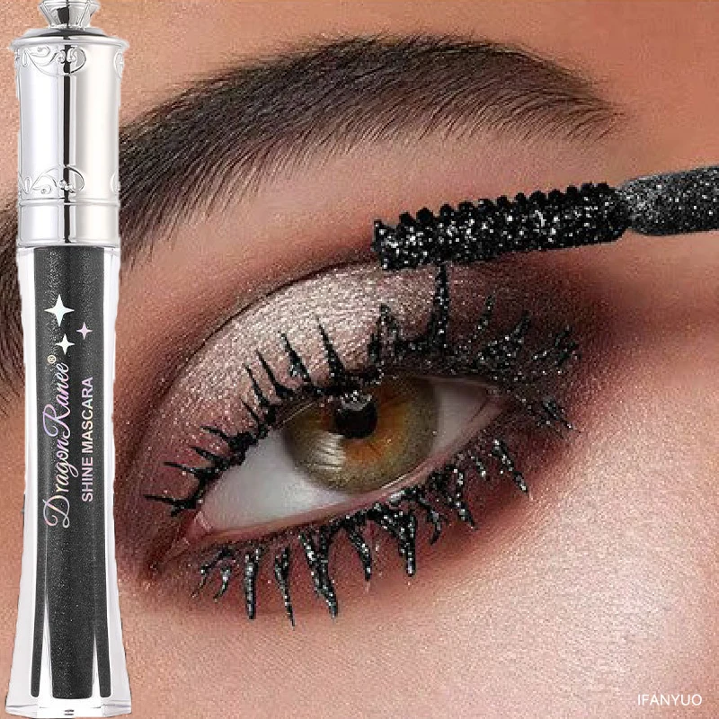 สีดําสีฟ้าเพชรมาสคาร่ากันน้ําที่มีสีสัน SHINY Glitter Eyelashes EXTENSION Quick DRY Curling Shimmer มาสคาร่าแต่งหน้า