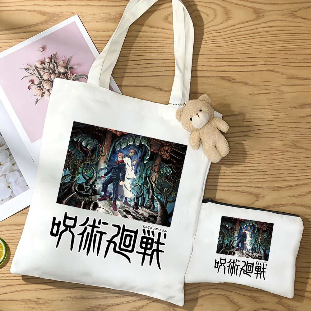 

Kawaii 3pcs/set Jujutsu Kaisen Itadori Yuji Inumaki Toge Gojo Satoru Canvas Bag Multifunctional Anime Figure Printed Shoulder